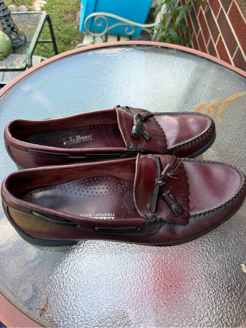 L.L. Bean Men’s Burgundy Leather Tassel Kiltie Loafers